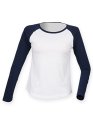 Dames Baseball T-shirt SF SK271 White-Oxford Navy